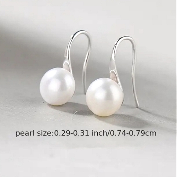 S925 Freshwater Pearls Hook Earrings - Picture 3 of 3